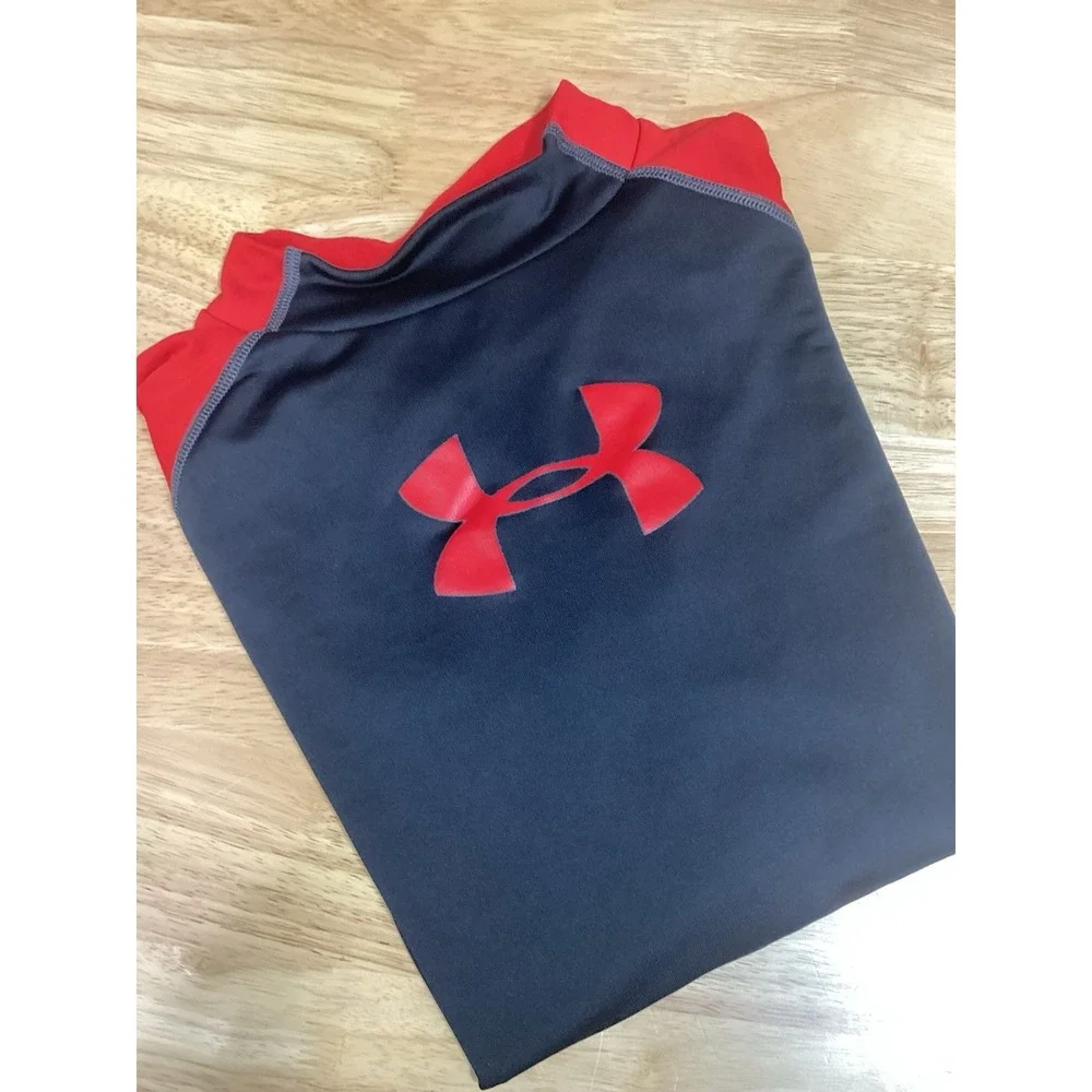 Youth Under Armour Fitted Coldgear Long Sleeved‎ Mock  Black/red YXL